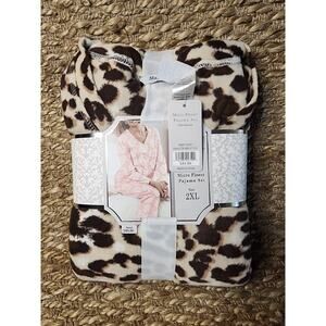 NEW Mayfair Women's 2XL 2 Pc UltraSoft Micro Fleece Leopard Pajama Set Gift